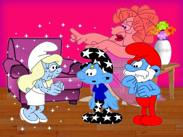 Empath and Papa Smurf are watching Smurfette age before their eyes