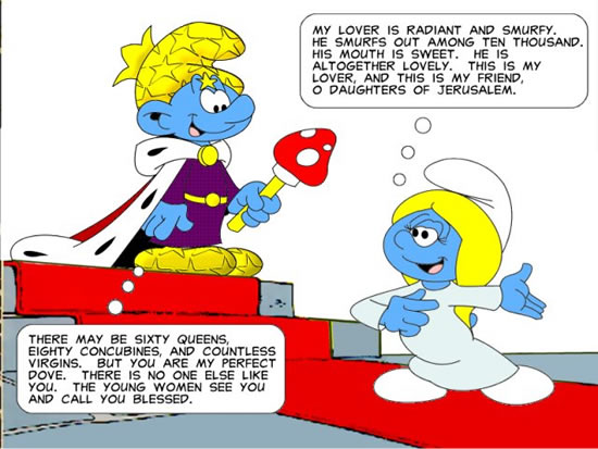 Empath and Smurfette imagine themselves as characters in the Song Of Solomon story