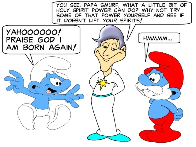 Papa Smurf sees the power of Benedictus working in one of his little Smurfs