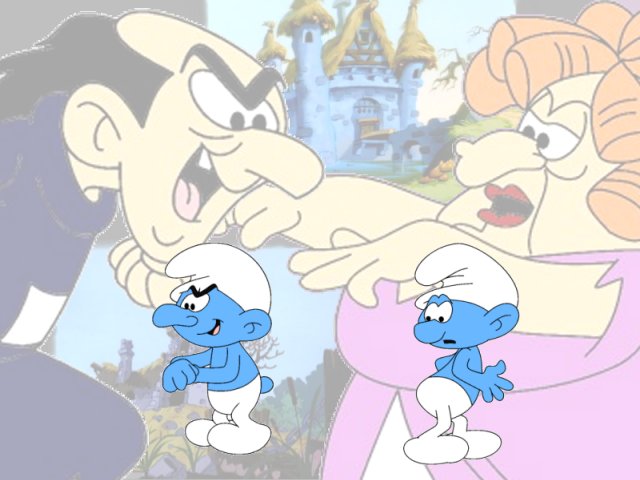 Gargamel and Hogatha as the Smurf impersonators
