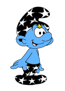 Empath in his smurfy star-patterned suit