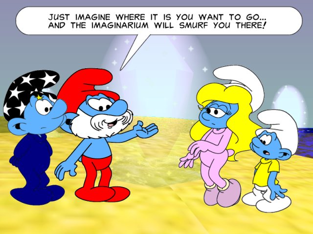Papa Smurf shows how the
            Imaginarium works